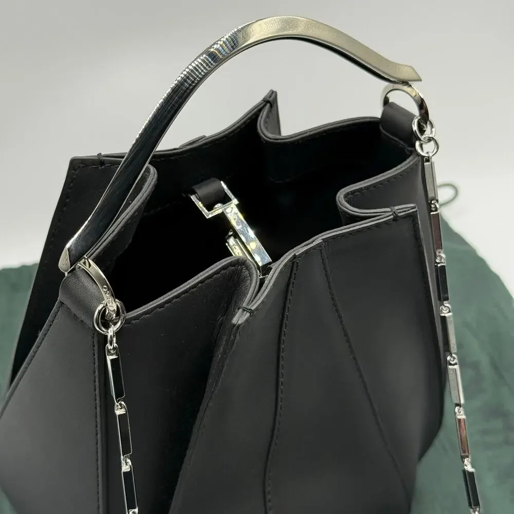 Eddie Borgo Mini Pepper Pochette Calf Leather Sterling Silver Designer Tulip Bag - Picture 3 of 13